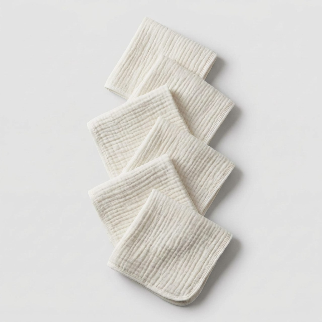 Muslin Cotton Face Towels (6 Pcs)
